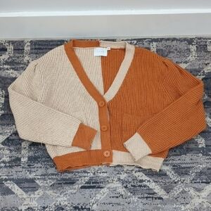 Lush Two Tone Colorblock Cardigan Sweater Size Small